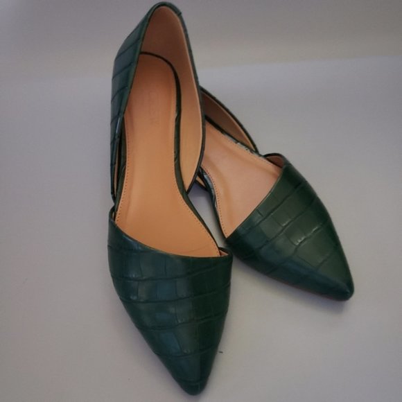 LKNW flawless j crew leather zoe crocodile-embossed d’Orsay flats 7 M - Picture 2 of 9